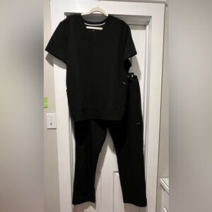 White Cross Black Scrub Set